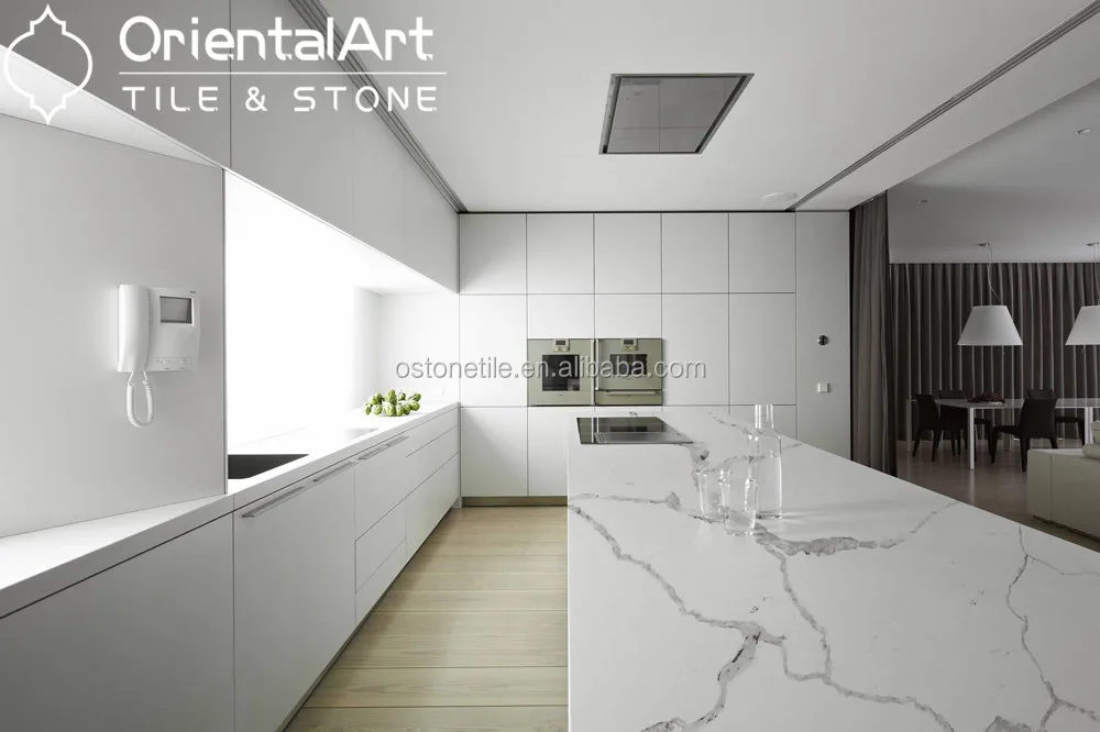 Роскошный натуральный белый мраморный кварцевый камень 3200x1600 calacatta, цена кварцевой плиты