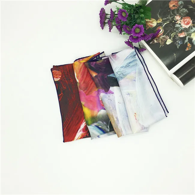 Autumn Winter Keep Warm 16mm Twill Riding Hat Digital Print Silk Scarf