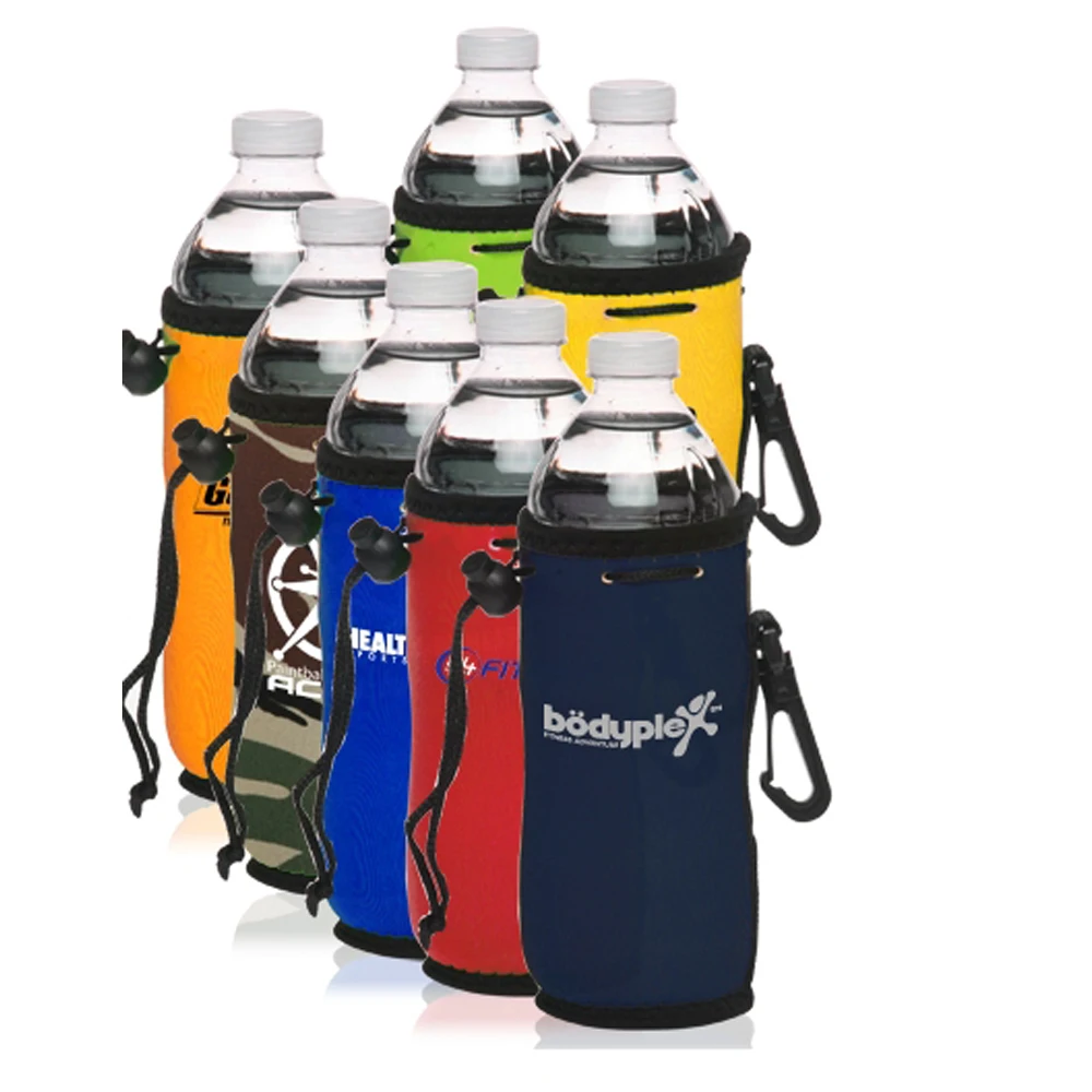 Custom neoprene drawstring cooler bag / hot water insulated / bottle thermal carry holder