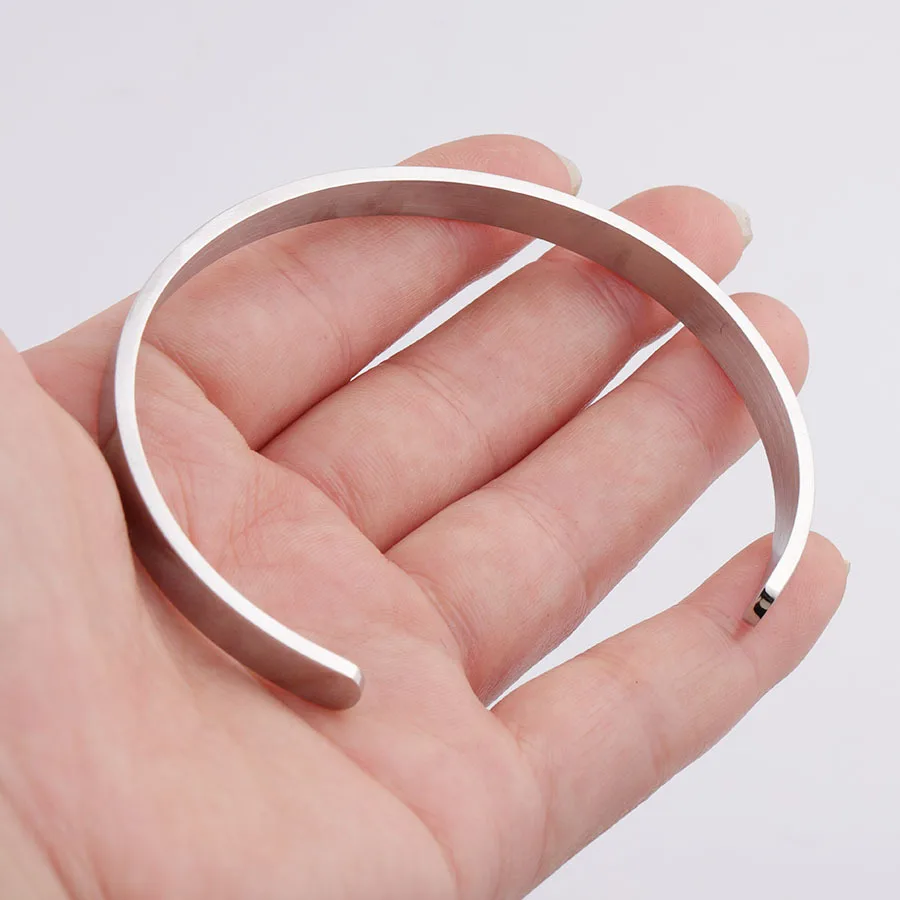 Dia 65mm 1.8mm Thickness 6mm Width Inner Stainless Steel Bangle C Shape DIY Blank Cuff Bangle