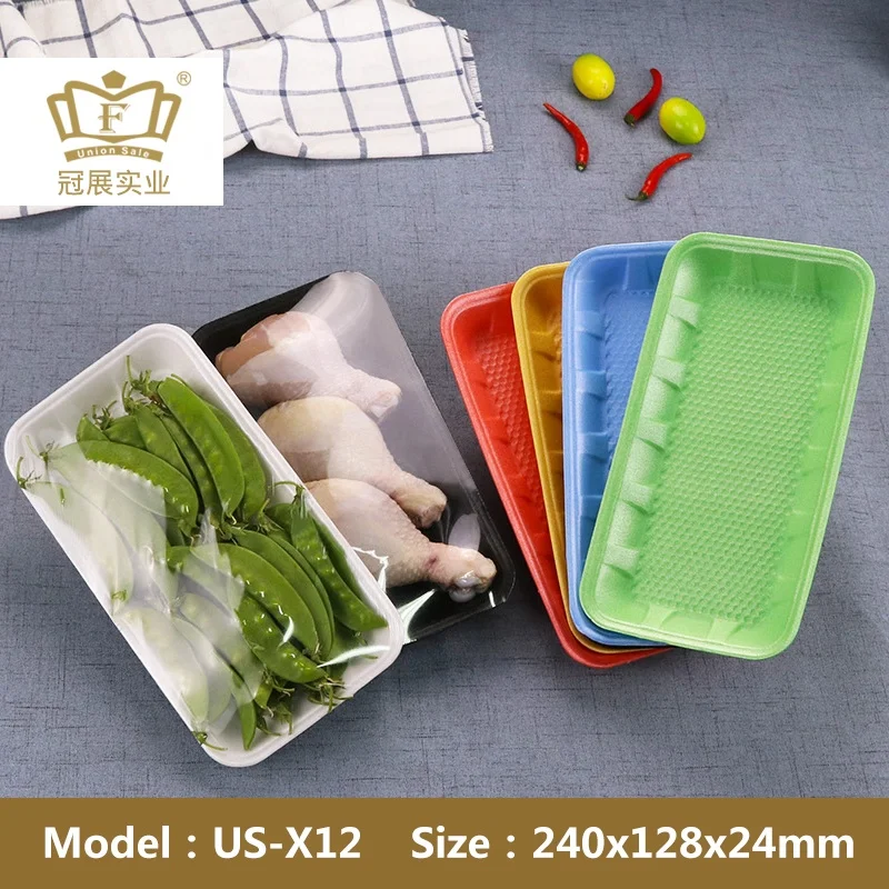 24*12.8*2.4cm Disposable foam tray for seafood fruit and meat supermarket frozen meat food foam trays in Food Grade material