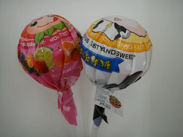 
Lollipop with gum inside colorful sweet candy 