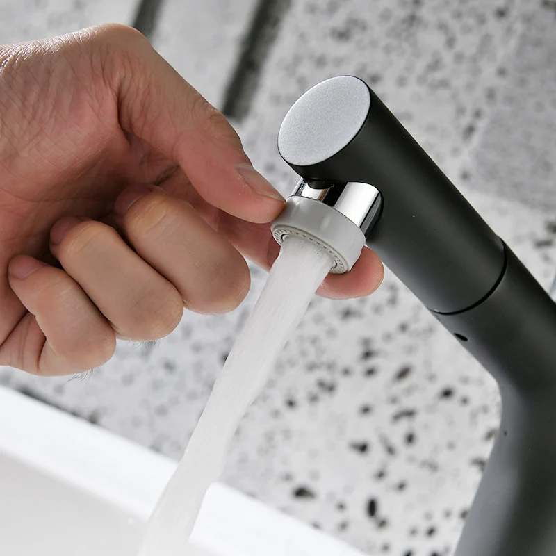 FLG Newest sanitary ware Basin Mixer zwarte kraan pull out Bathroom basin faucet with Two kinds of water outlet function