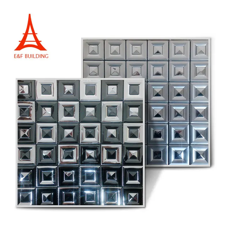 Square metal mix glass mosaic tiles metal mixed mosaic for kitchen wall decoration