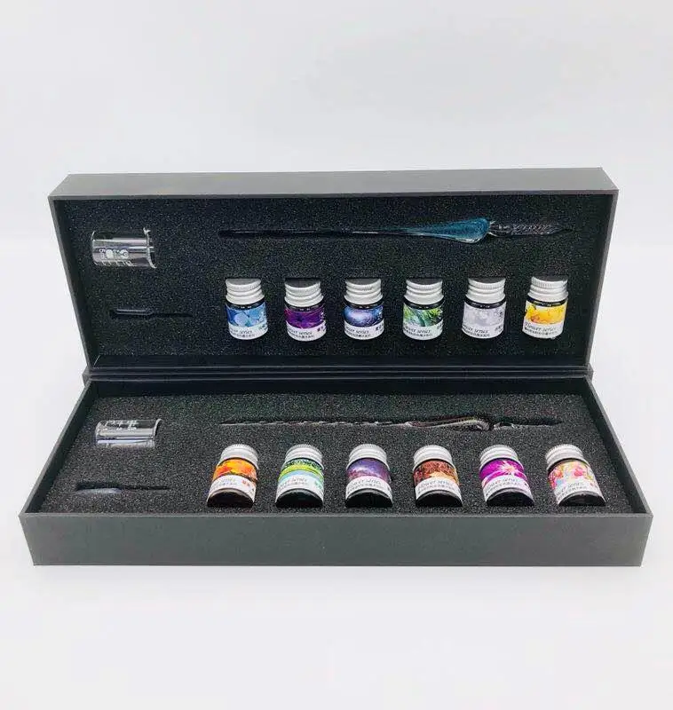 2019 The Glass Dip Pen with Color Ink for Calligraphy Gift Box