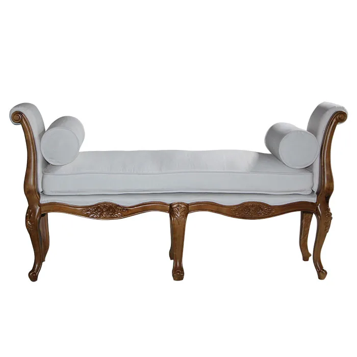 Antique luxury upholstery ottoman frame lounge chair and ottoman Long Bench