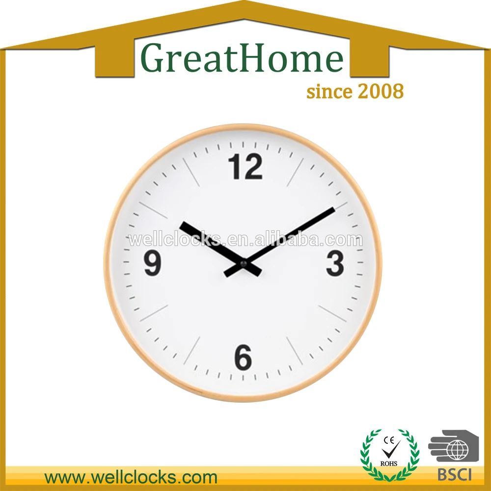 Brief Style Original Wood Frame White Face Large Digital Decor Wall Clock