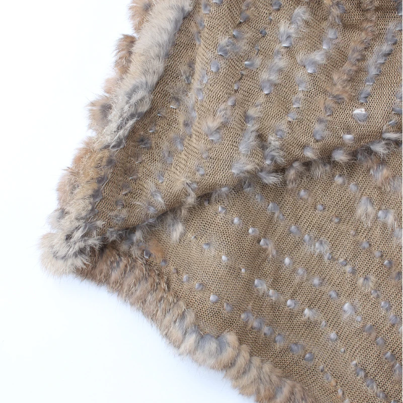 
Real Rabbit Fur Poncho Women Fashion Style Knitted Shawl Ladies Natural Fur Cape 