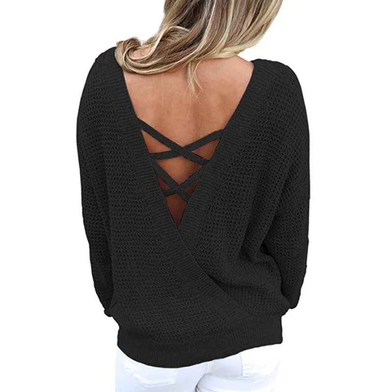 
Hot Sale Cross Design Knitted Sexy Cardigan Women 