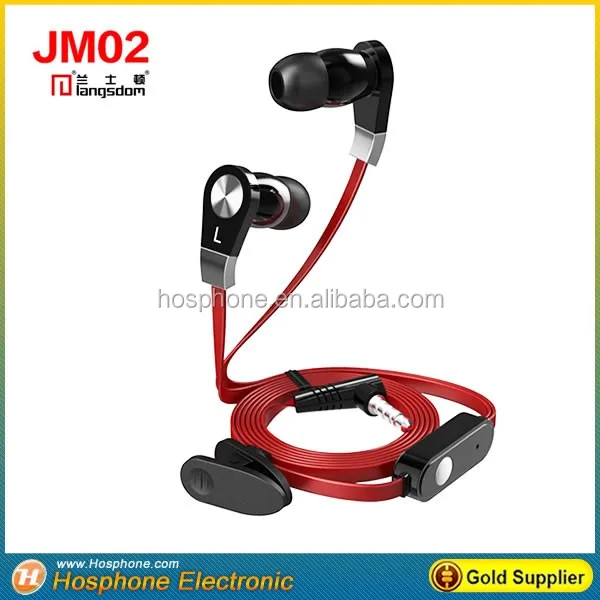 Langstom JM02 super bass stereo flat cable headphone earphone with mic for MP3 computer iphone Samsung mobile phone
