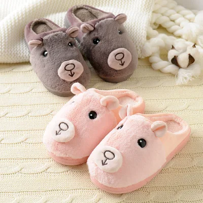 2018 зима новый стиль мультфильм Медведь домашние теплые Нескользящие Детские Тапочки