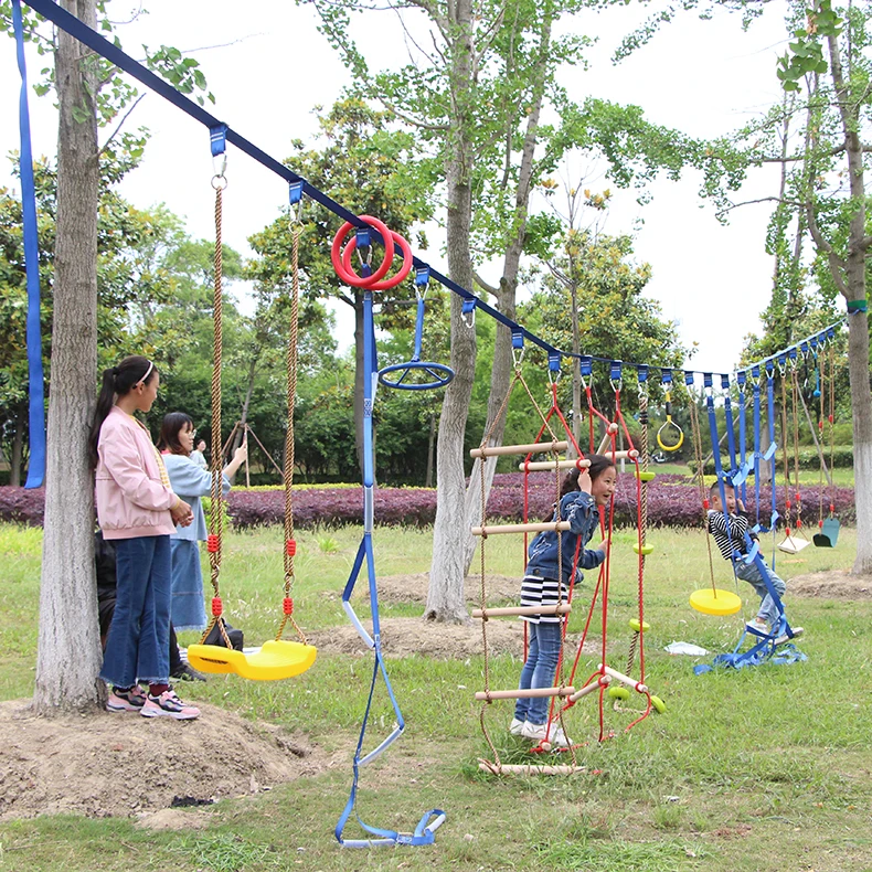 Backyard Outdoor Warrior Training Fitness Equipment Hanging Ninja  Obstacle Line Course Kit For Sale