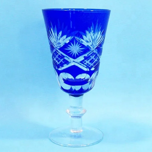 high quality stocked cheap  cobalt blue shot wine glass