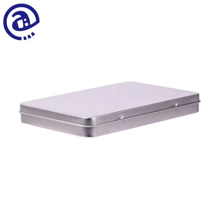 Wholesale Promotion Cheap Postcard Package Rectangle Shape Custom Tin Metal Hinged Lid Box