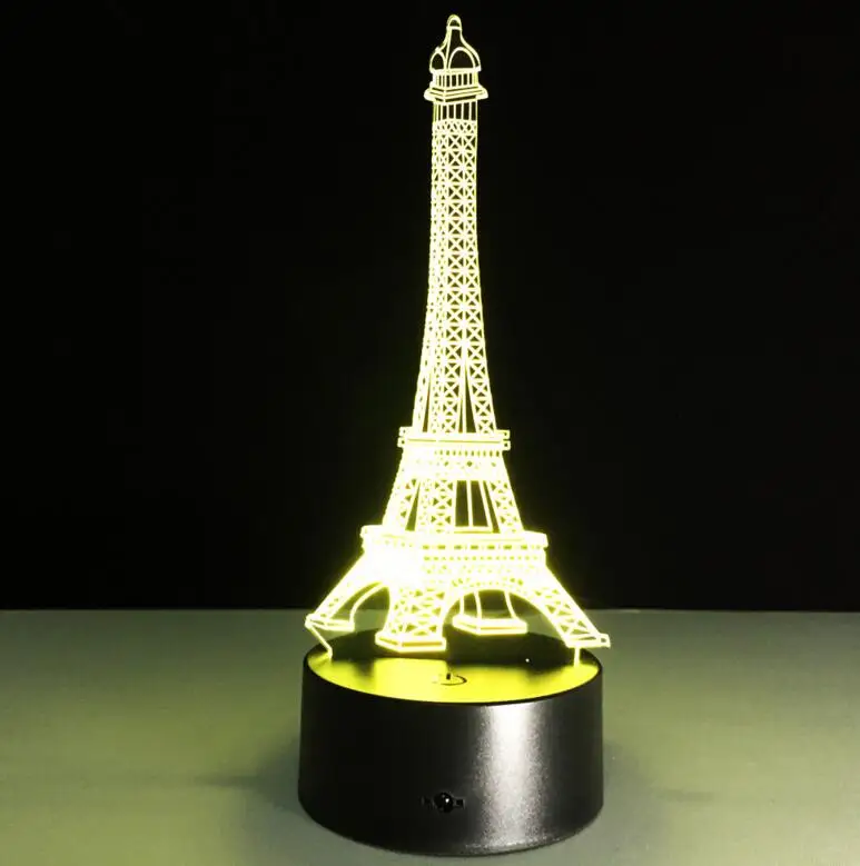 Creative Eiffel Tower Shaped 3D Night Light LED Stereoscopic Desk Lamp Room Decoration Table Lamp 3D Energy Saving Lamp