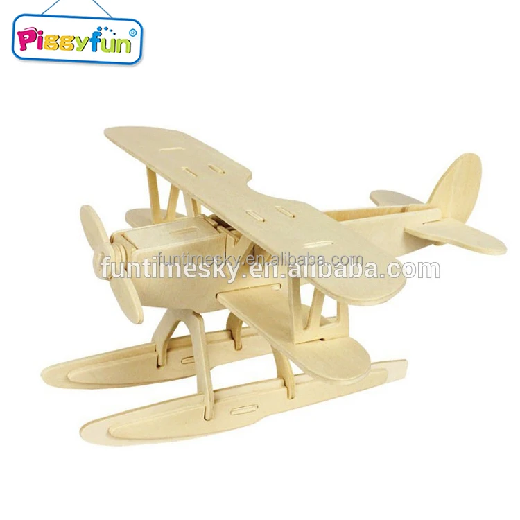 High Quality Educational DIY Wooden 3d Puzzle AT11398 Wood Toy Plane