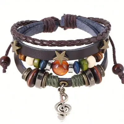 2018 wholesale accessories unisex braided leather bracelet