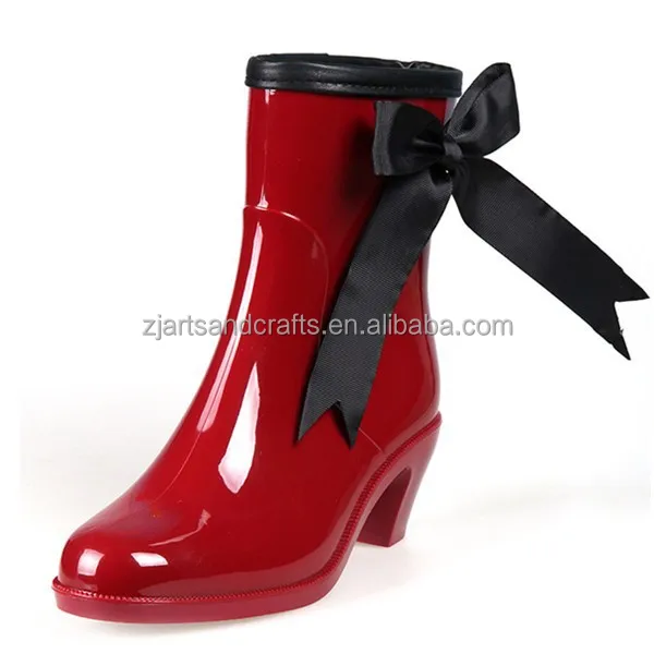 High heel injection pvc rain shoes for women