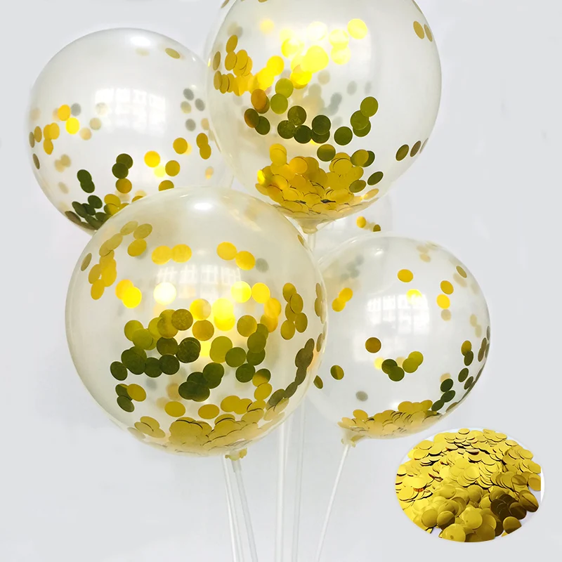 12inch Clear Latex Balloon Rose Gold Foil Confetti Transparent Balloon Happy Birthday Baby Shower Wedding Party Decorations