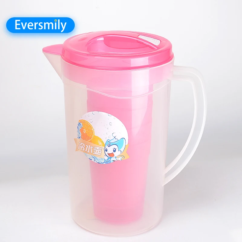 Wholesale Reusable 2L water jug large capacity with 4 cups clear plastic pitcher hot and cold  tea pots & kettles