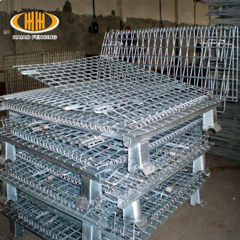 Warehouse folding heavy capacity collapsible stainless steel storage wire mesh pallet container collapsible container storage