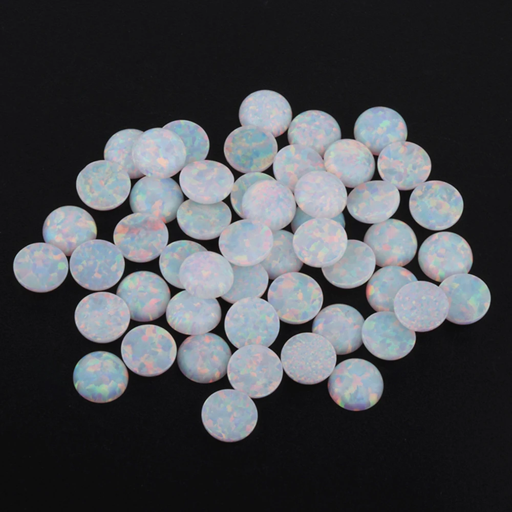 Zhengyong Jewelry Hottest Color OP17 Red and Green Fire Round White Cabochon Opal Stone