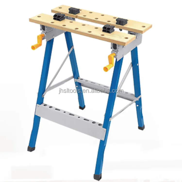 
New Metal Working Bench MDF Board Foldable Work Bench and Vice, Portable Sawhorse with Quick Clamp,220lb, 0-90 degree Flip Angle 