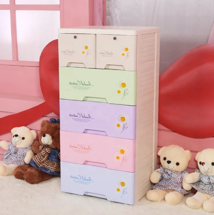 
5 Tier Cheap Plastic Storage Shelf Drawers Baby Storage Cabinet 