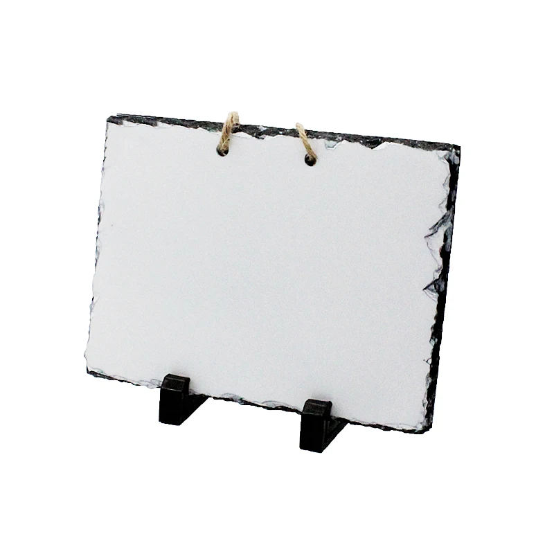Customized picture heat transfer slate photo and sublimation blank rock slate photo frame with lanyard