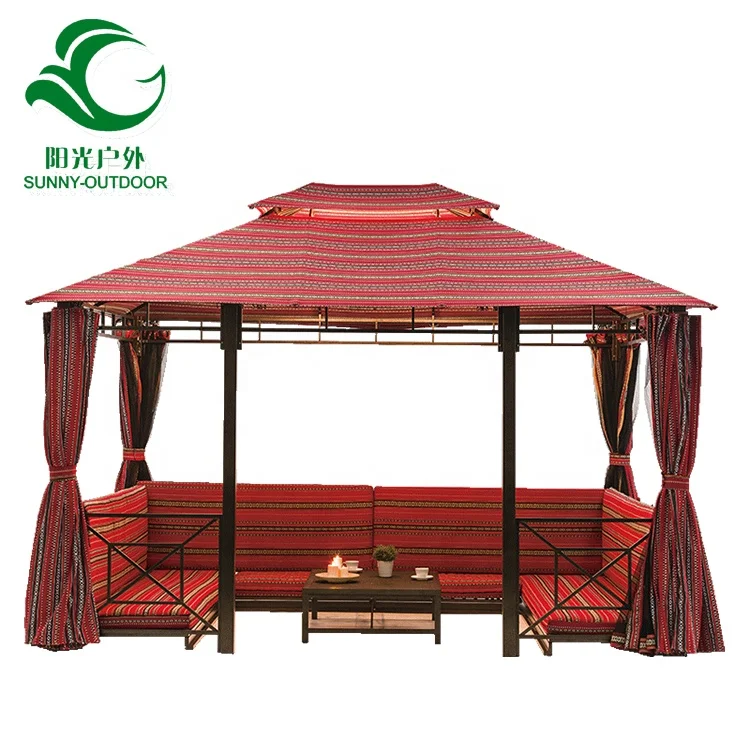 Luxury Arabic Style Iron  Gazebo Outdoor Tent with Curtain