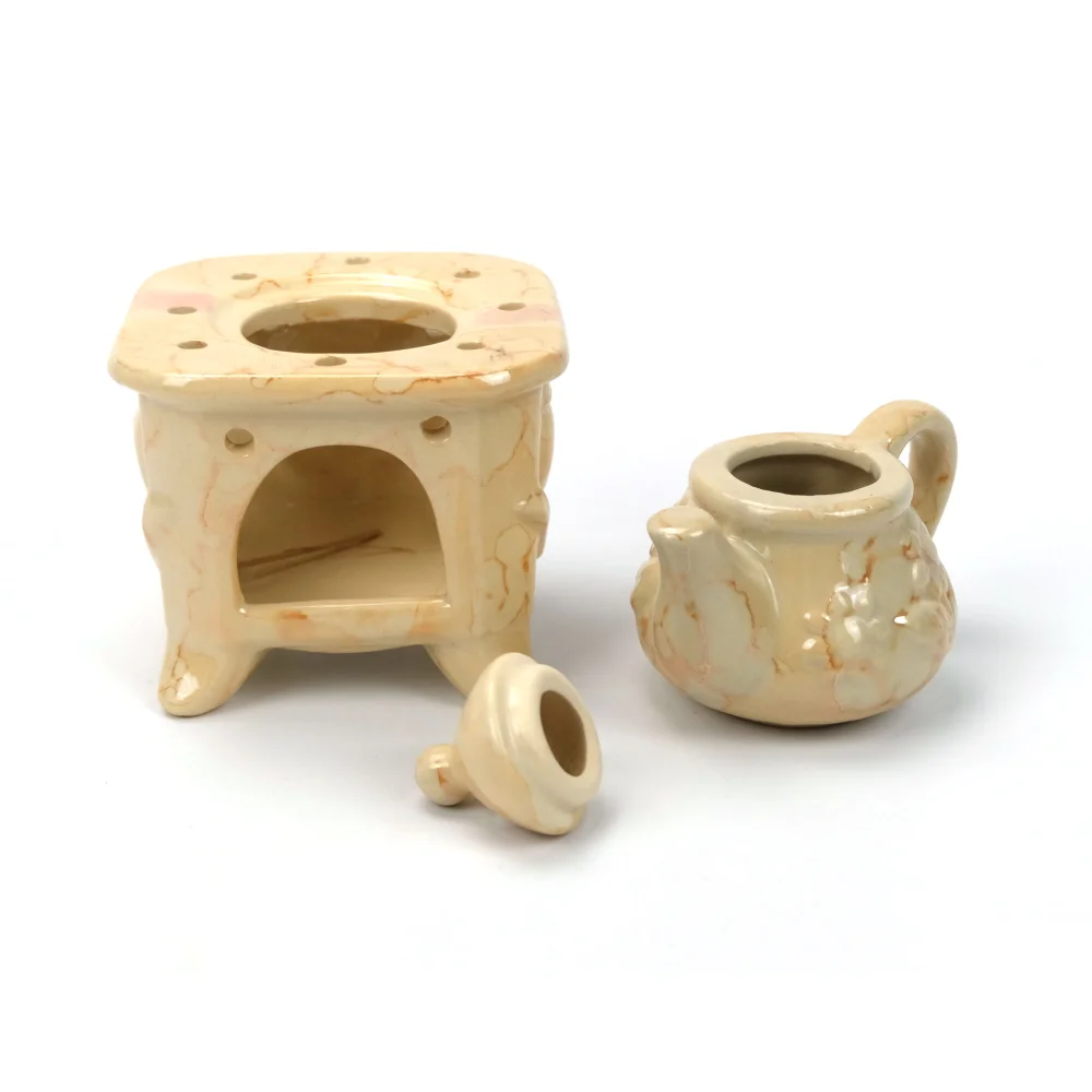 ceramic tea pot shaped incense burner,dismountable oil burner