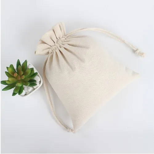 
Natural Reusable Jute Linen Drawstring Pouch Packaging Gift Bag Logo Printed Jewelry Christmas Bag organic cotton drawstring bag 