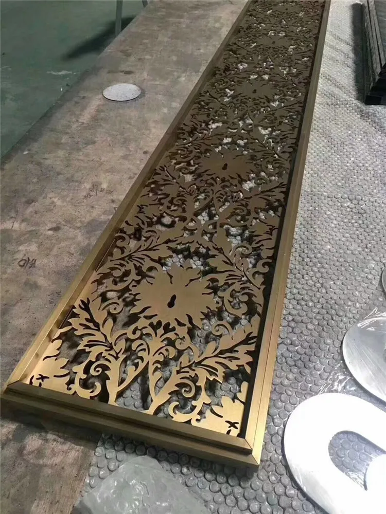 brass color brush surface stainless steel decorative screen laser cut wall panel for hotel restaurant decoration