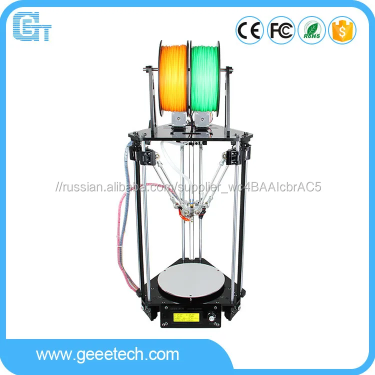 Geeetech Топ продаж Профессиональный 3D-принтер delta rostock mini с двойным экструдером и с функцией автонивелирования
