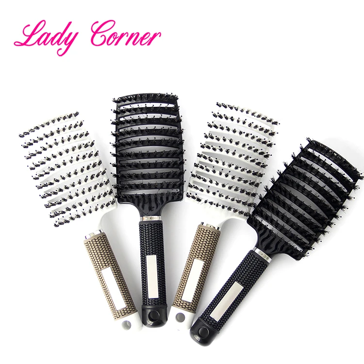 Anti-static Heat-resistant Curved Vent Boar Bristle detangling hair brush Massage Combs for Pro Hair Salon Barber Hair Styling