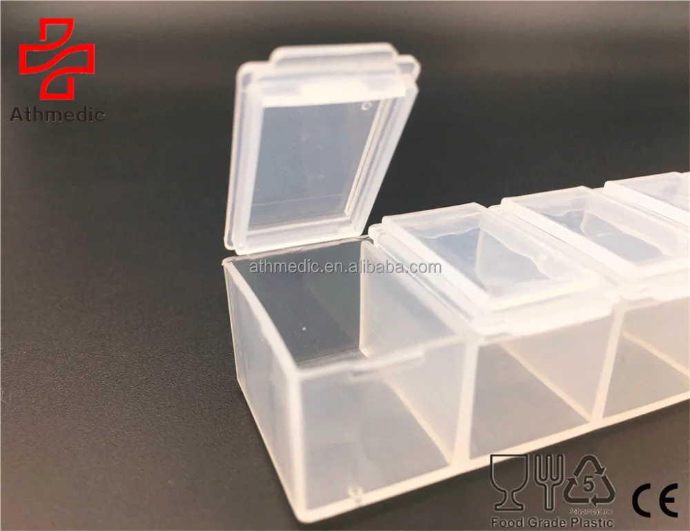 2022 Athmedic food grade weekly simple 7 day rectangle pill box case simple 7 case clear pill case