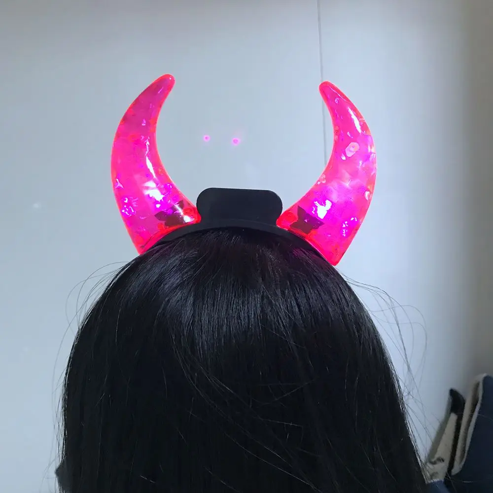 Halloween Party Supplies Customized Colorful Flashing LED Devil Horns