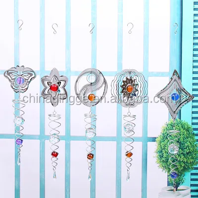 Essoreuse a vent Hanging 3D Spiral Solar Metal Garden Wind Spinner 3D Metal Wind Spinners 3D Garden Wind Spinners