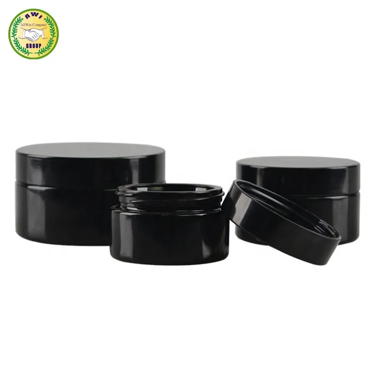 Uv glass jar Dark violet black straight side cosmetic cream bottle jar flat screw lid glass wide mouth open 50g 100g 200g 250g