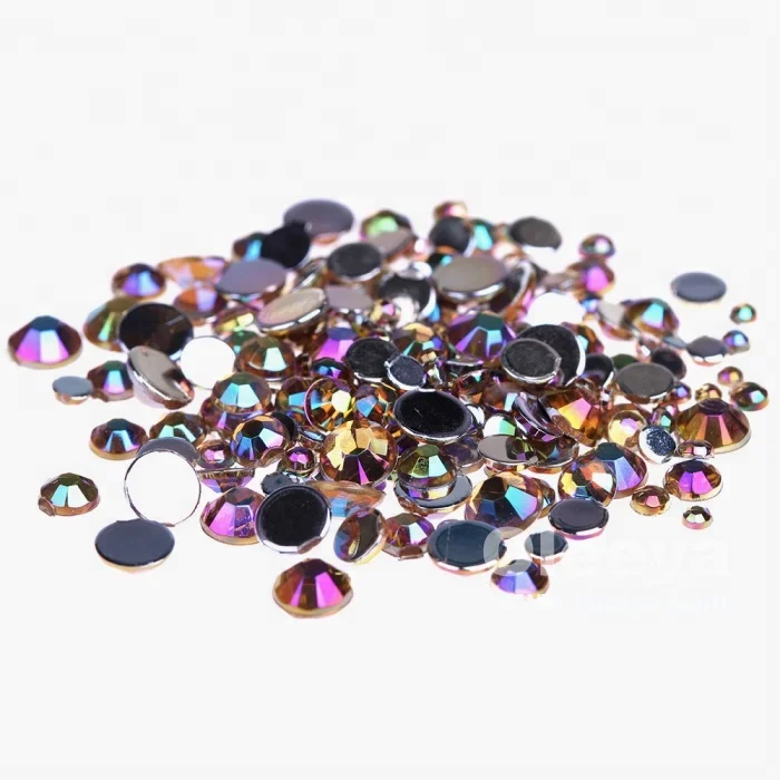 Oleeya factory wholesale round shape AB colors 1.5mm-10mm non hot fix acrylic rhinestone for nail art