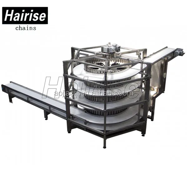 Good Quality For conveying boxes assembly line /bottle water processing Hairise 882TAB series curve slat top chain conveyor