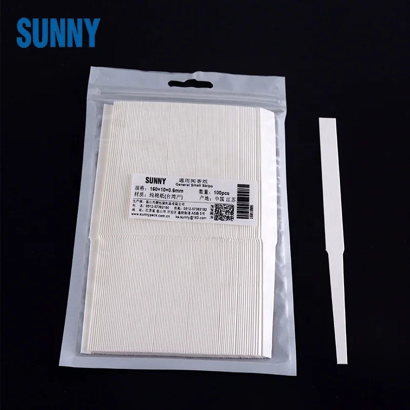 wholesale white smelling strips perfume test paper custom logo 160*10*0.6mm 100pcs