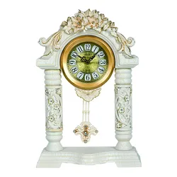fashion decoration desk clock with pendulum polyresin desk clock 1463