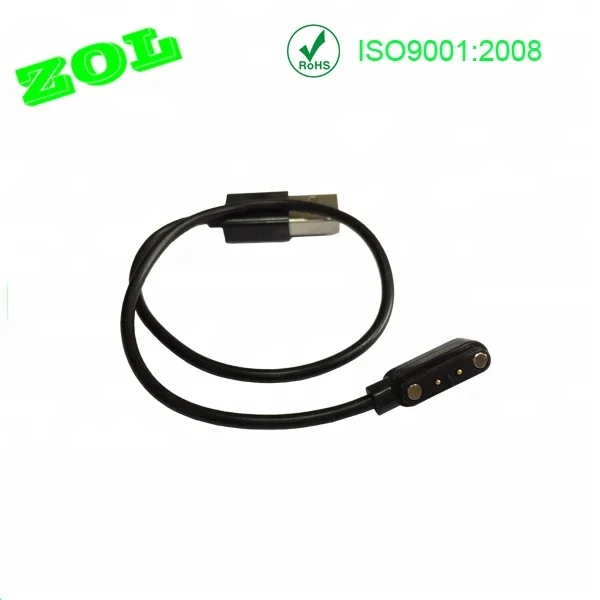 
2 pin magnetic male pogo pin connector with cable for smart device 