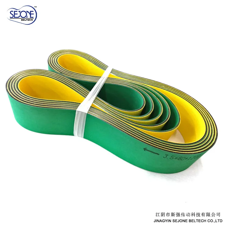 
3.5MM yellow/green automatic lathes belt Rubber flat power transmission belt high energy saving and antistatic belt 