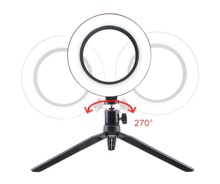 Photography LED Selfie Ring Light 16CM/26CM Dimmable Camera Phone Ring Lamp With Table Tripods For Makeup Video Live Studio