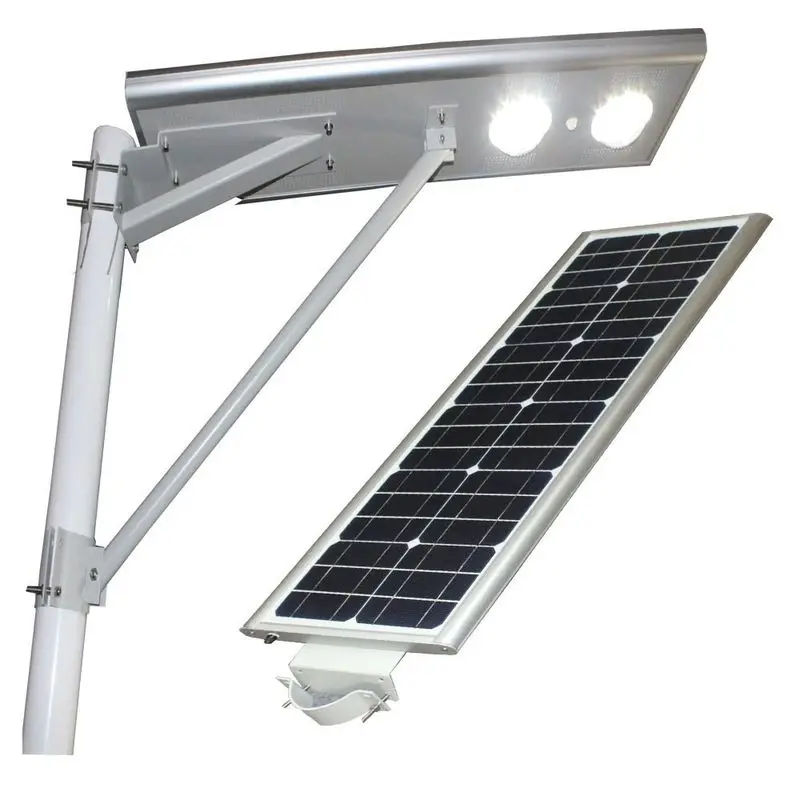 Low price DC12V 30w solar led street lamp with 6m pole inbuilt solar panel li-ion battery