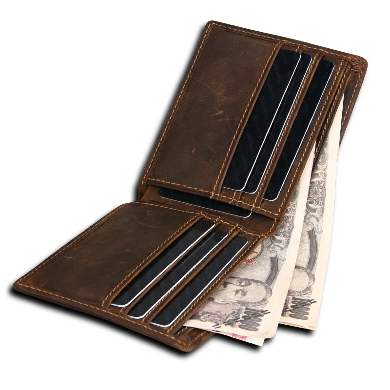 Genuine Leather Men Wallet RFID Blocking Design Monederos Male Purse High Quality Card Holder Wallet Gift For Men