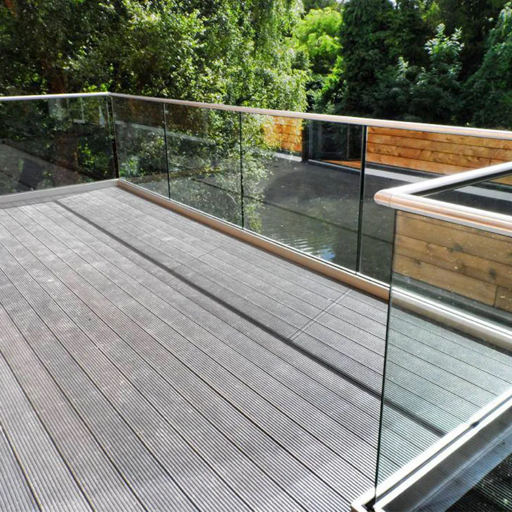 Custom Frameless U Channel Glass Balustrade / Railing with Toughened Glass Panel