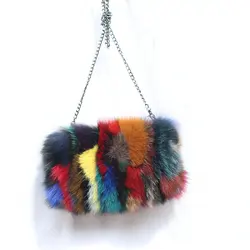 fashion colorful fox fur Hand Warmer muffs/fox fur bags for women